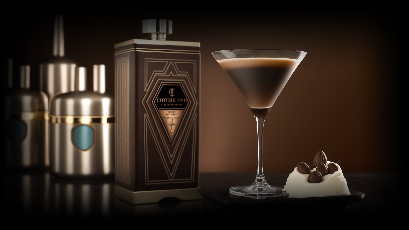 espresso martini art deco bar modern luxury packaging